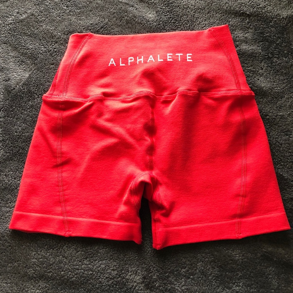 Alphalete Red High-Waist Athletic Shorts